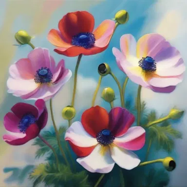 The artist skillfully captured the vibrant colors and graceful movement of the anemones in her painting.