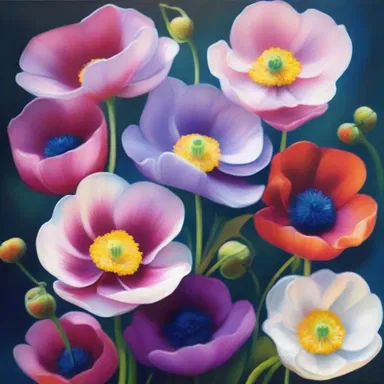 The artist skillfully captured the vibrant colors and graceful movement of the anemones in her painting.