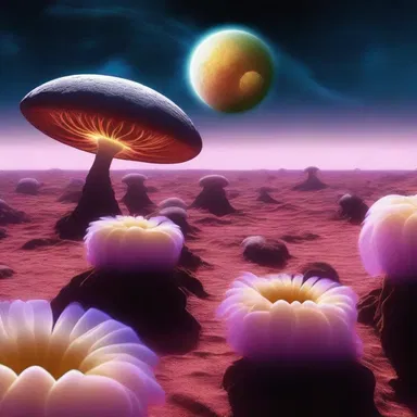 In the distant future, astronauts discovered an alien planet with floating anemones that emitted an ethereal glow.