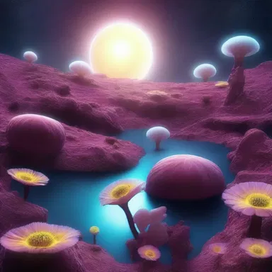 In the distant future, astronauts discovered an alien planet with floating anemones that emitted an ethereal glow.