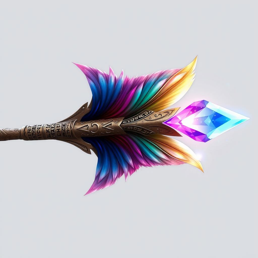 A detailed illustration of a magical D&D arrow designed to affect someone's mind when struck