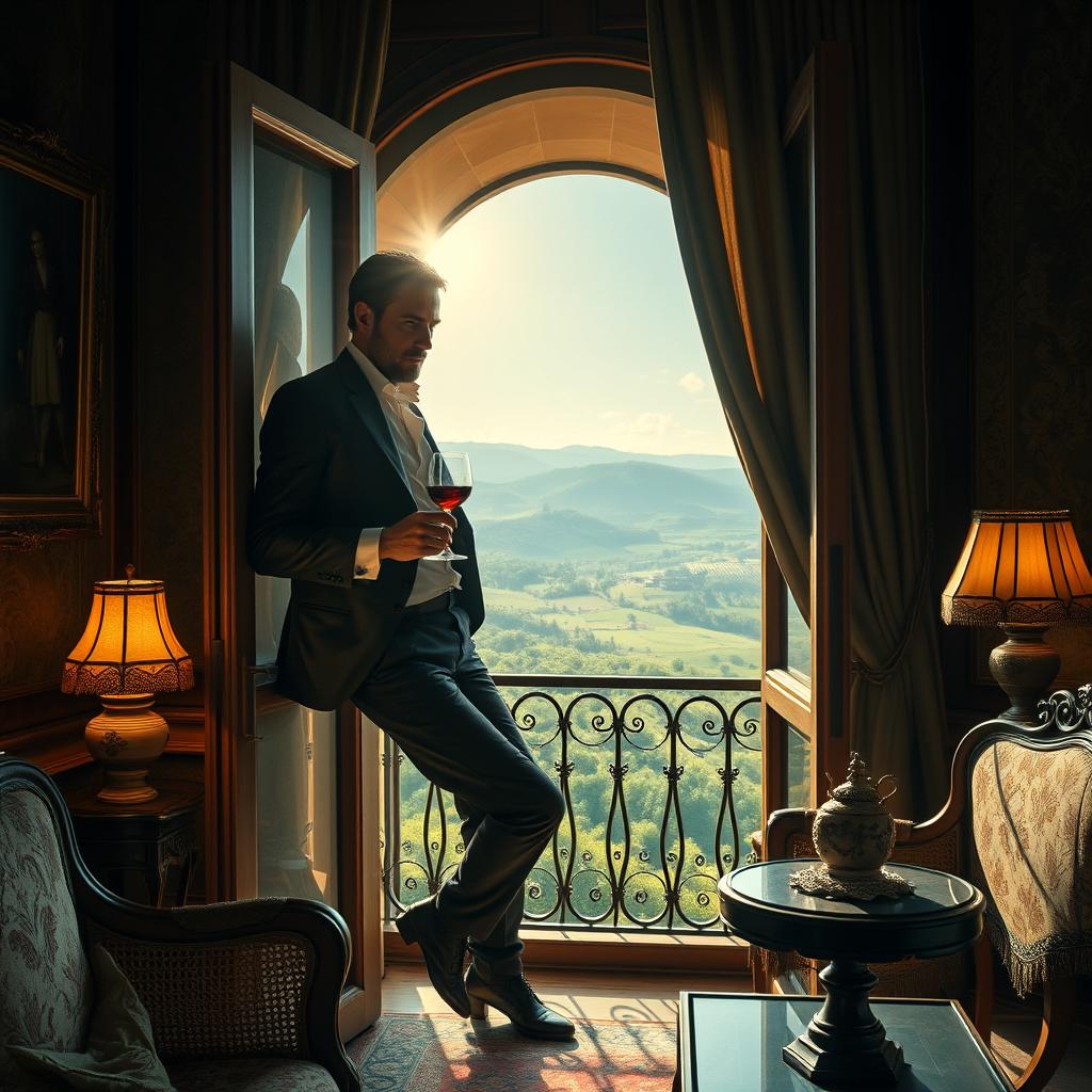A captivating scene depicting the 'Inquilino del Mesani', a mysterious and atmospheric figure residing in a traditional Italian apartment