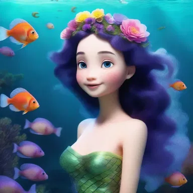 In the underwater movie, the protagonist's love interest was a mystical mermaid adorned with anemones.
