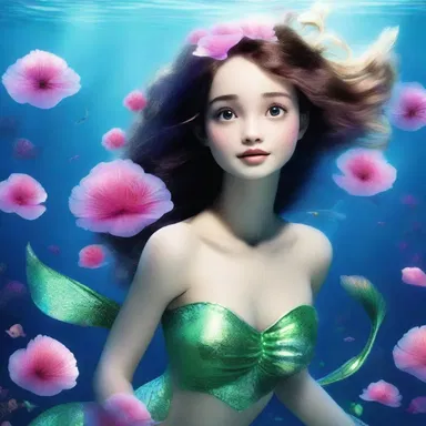 In the underwater movie, the protagonist's love interest was a mystical mermaid adorned with anemones.