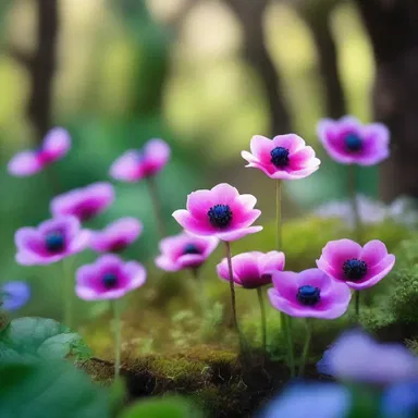 In the magical kingdom, anemones grew wild along the enchanted forest, their vibrant colors mesmerizing all who beheld them.