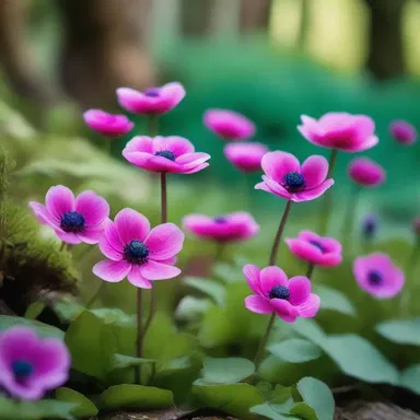In the magical kingdom, anemones grew wild along the enchanted forest, their vibrant colors mesmerizing all who beheld them.