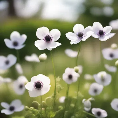 As the protagonist walked through the anime-inspired garden, delicate anemones swayed gently in the breeze, creating a picturesque scene.