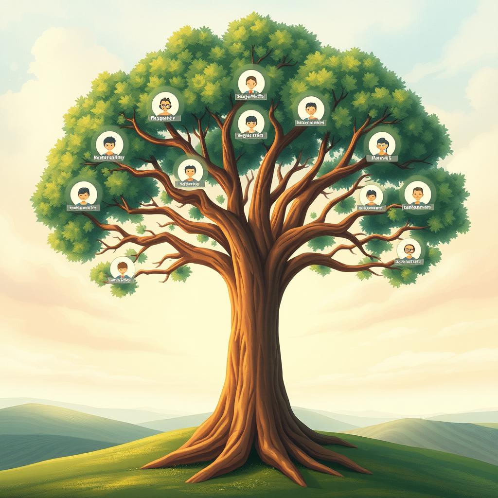 A metaphorical A4 cover illustration depicting the development of a child represented through a majestic tree
