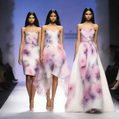 The runway showcased a stunning collection of dresses adorned with exquisite anemone prints, capturing the essence of natural beauty.