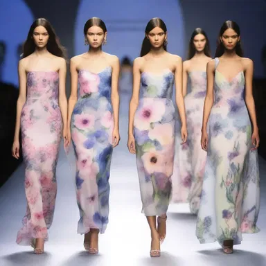The runway showcased a stunning collection of dresses adorned with exquisite anemone prints, capturing the essence of natural beauty.