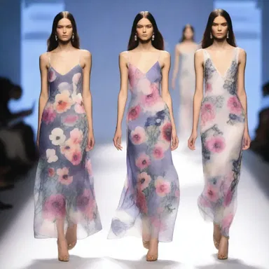 The runway showcased a stunning collection of dresses adorned with exquisite anemone prints, capturing the essence of natural beauty.