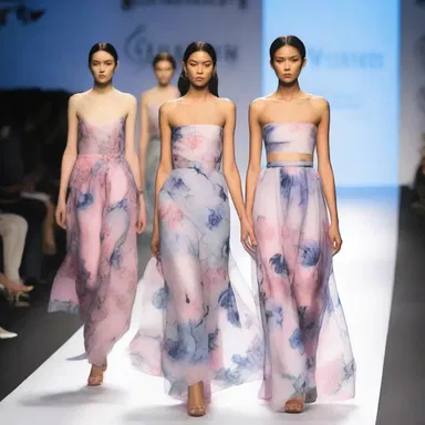 The runway showcased a stunning collection of dresses adorned with exquisite anemone prints, capturing the essence of natural beauty.