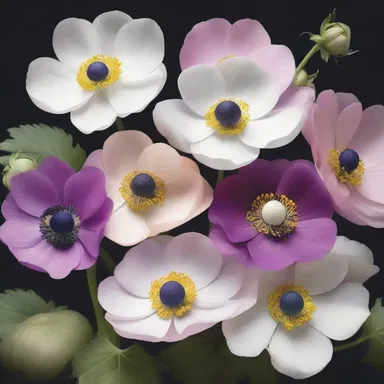The artist meticulously painted a still life of anemones, skillfully capturing the intricate details of their petals and leaves.