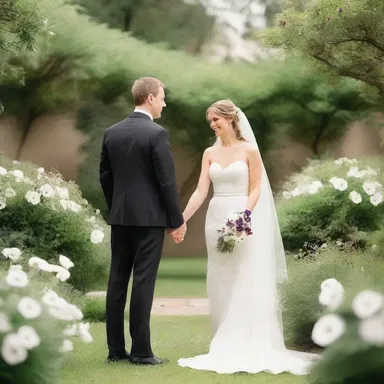 The couple exchanged vows in a picturesque garden, surrounded by anemones as a symbol of their everlasting love.