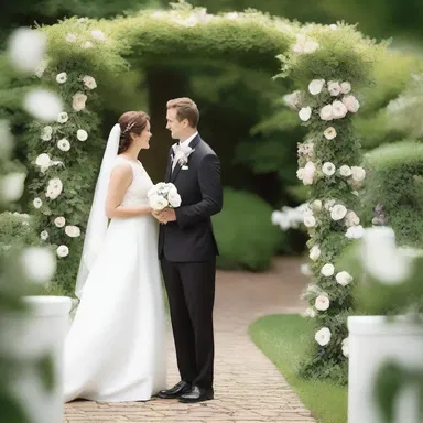 The couple exchanged vows in a picturesque garden, surrounded by anemones as a symbol of their everlasting love.