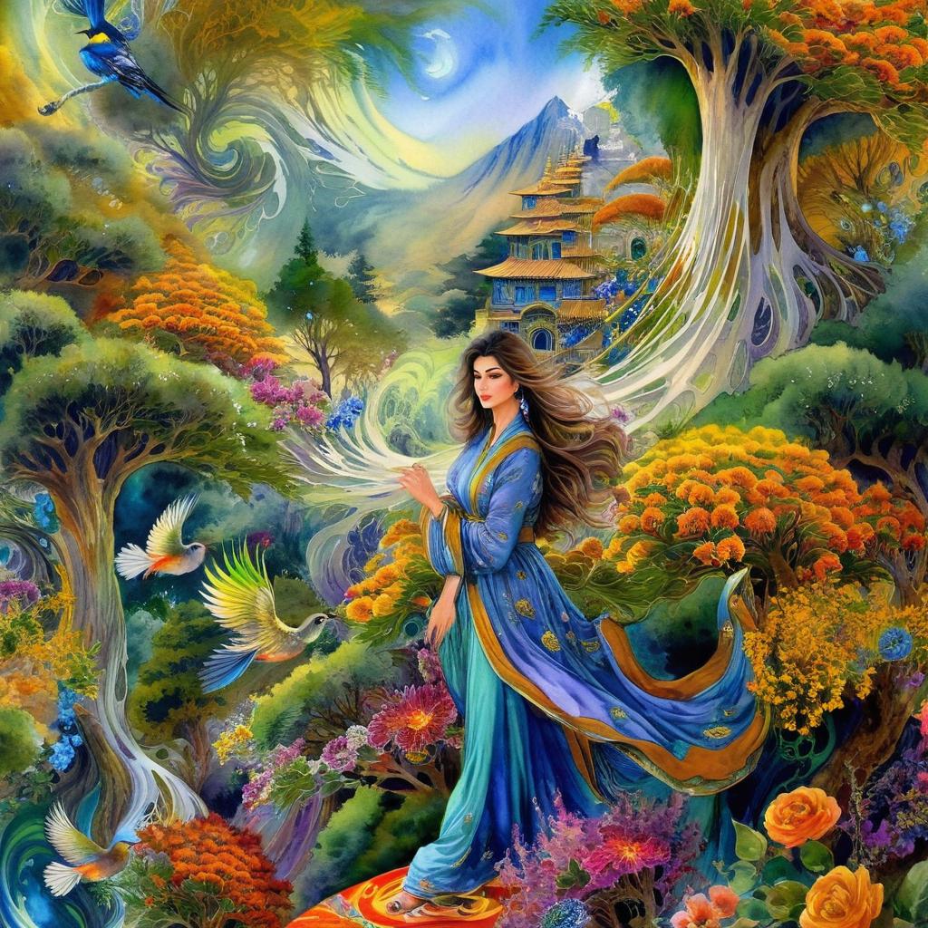 Enchanting Iranian Watercolor: A Spiritual Journey