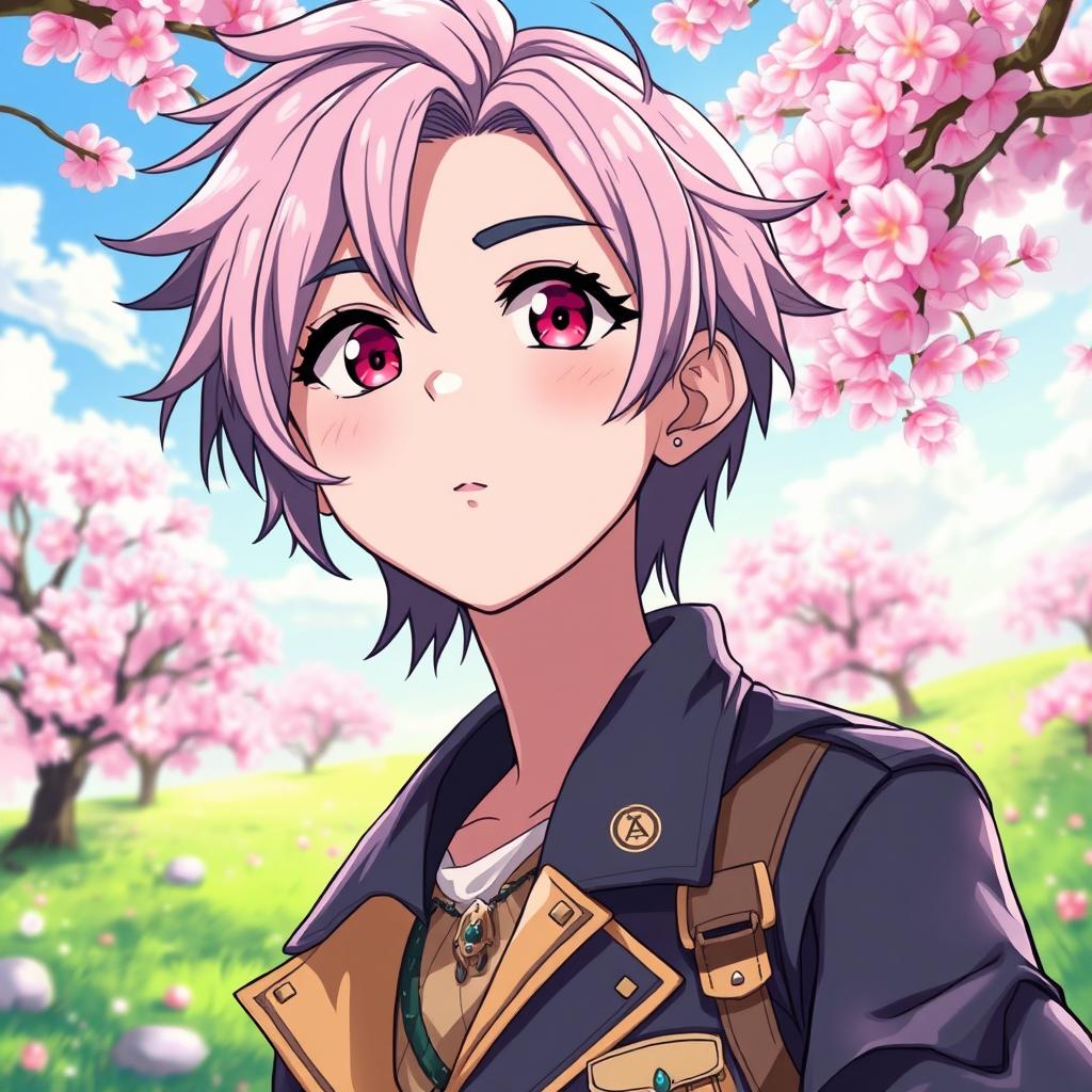 A vibrant anime interpretation of a person's portrait, showcasing exaggerated facial features typical of the anime art style, with large expressive eyes, colorful hair, and dynamic poses
