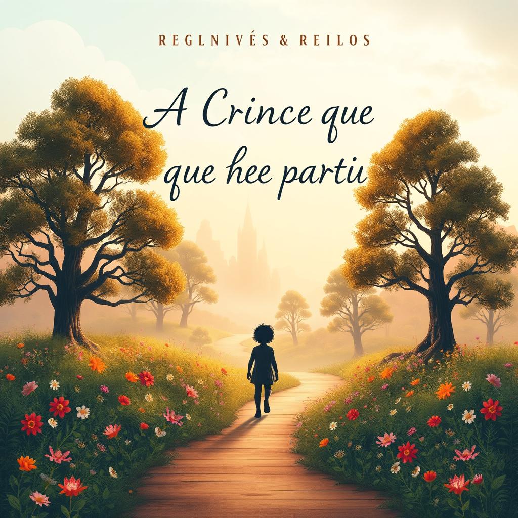 A book cover design for a novel titled 'A Criança Que Nunca Partiu'