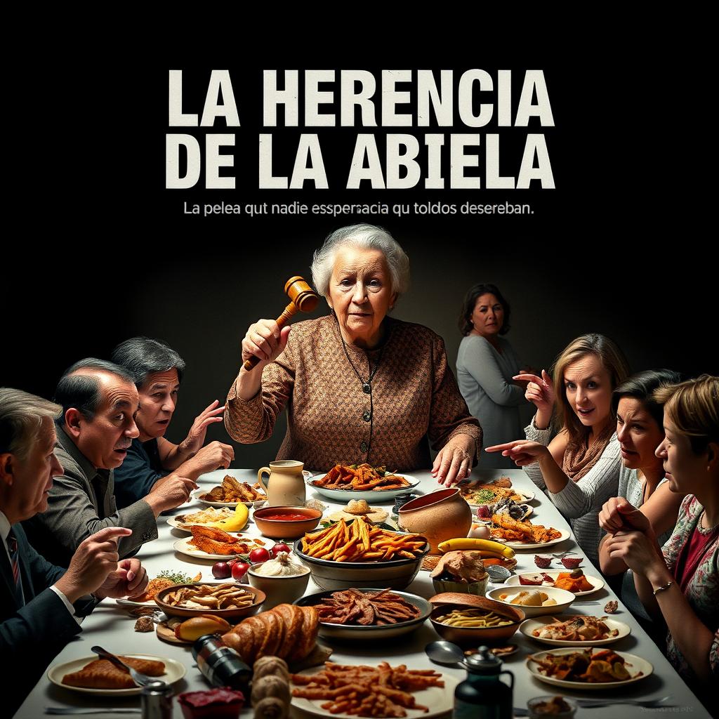 A dramatic movie poster for 'LA HERENCIA DE LA ABUELA'