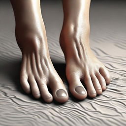 A high-quality digital art piece displaying a pair of human feet