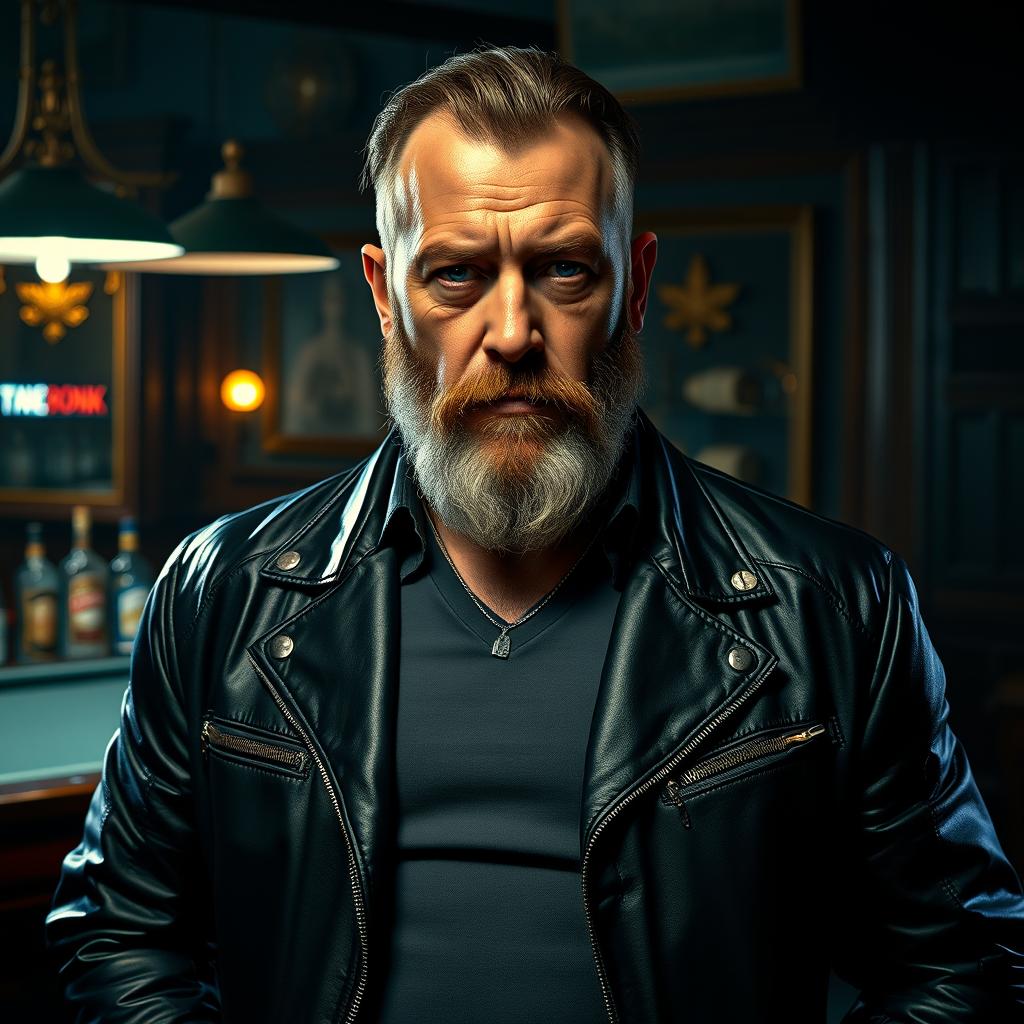 A striking portrait of a Russian mobster, embodying the essence of organized crime