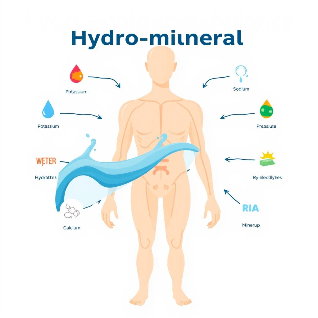 An informative and visually appealing illustration of hydro-mineral balance in the human body