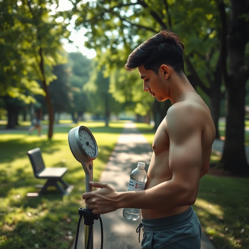 A person struggling with weight loss, depicted in a thoughtful and introspective manner