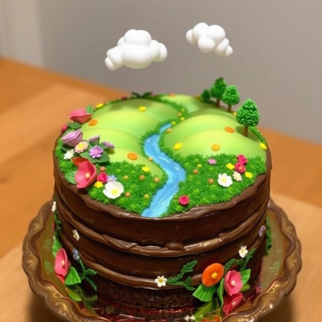 A delicious cake adorned with a beautifully crafted haven on top