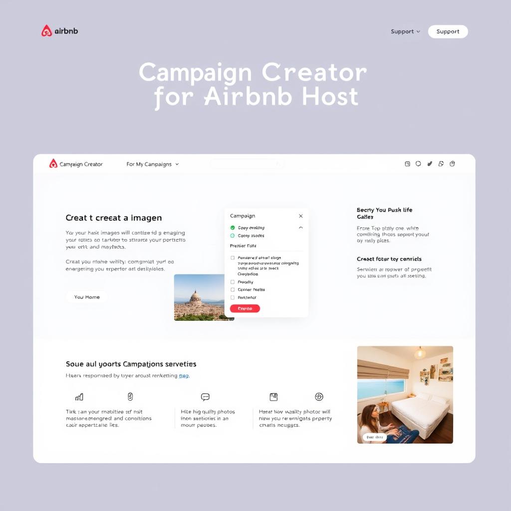 A beautifully designed web page for Airbnb hosts looking to create promotional campaigns