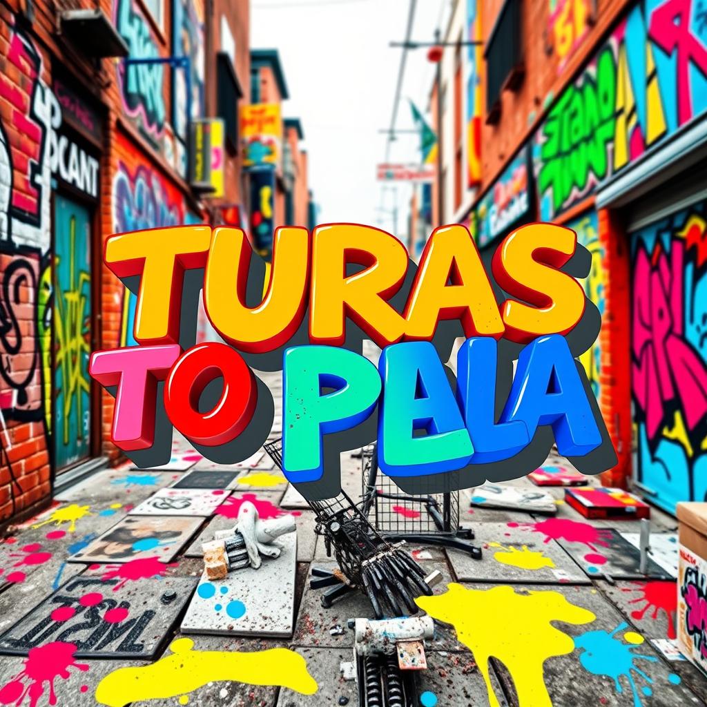 A vibrant and dynamic image featuring the phrase 'TURAS TO PALA' artistically rendered in bold, colorful typography