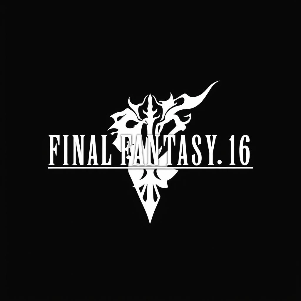 A high-resolution image featuring the logo from the video game Final Fantasy 16, centered on a solid black background