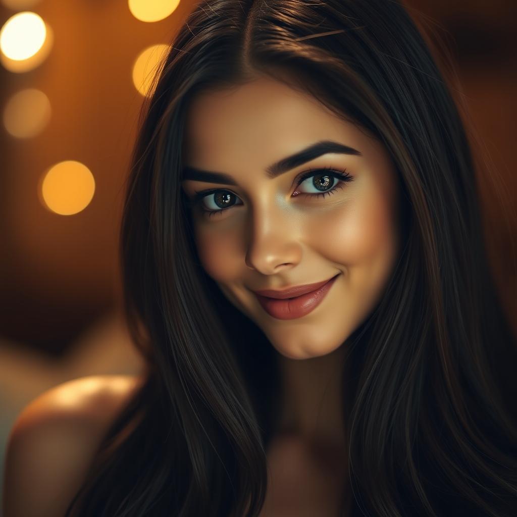 A mesmerizing portrait of a woman with slightly open eyes, creating an alluring and dreamy expression