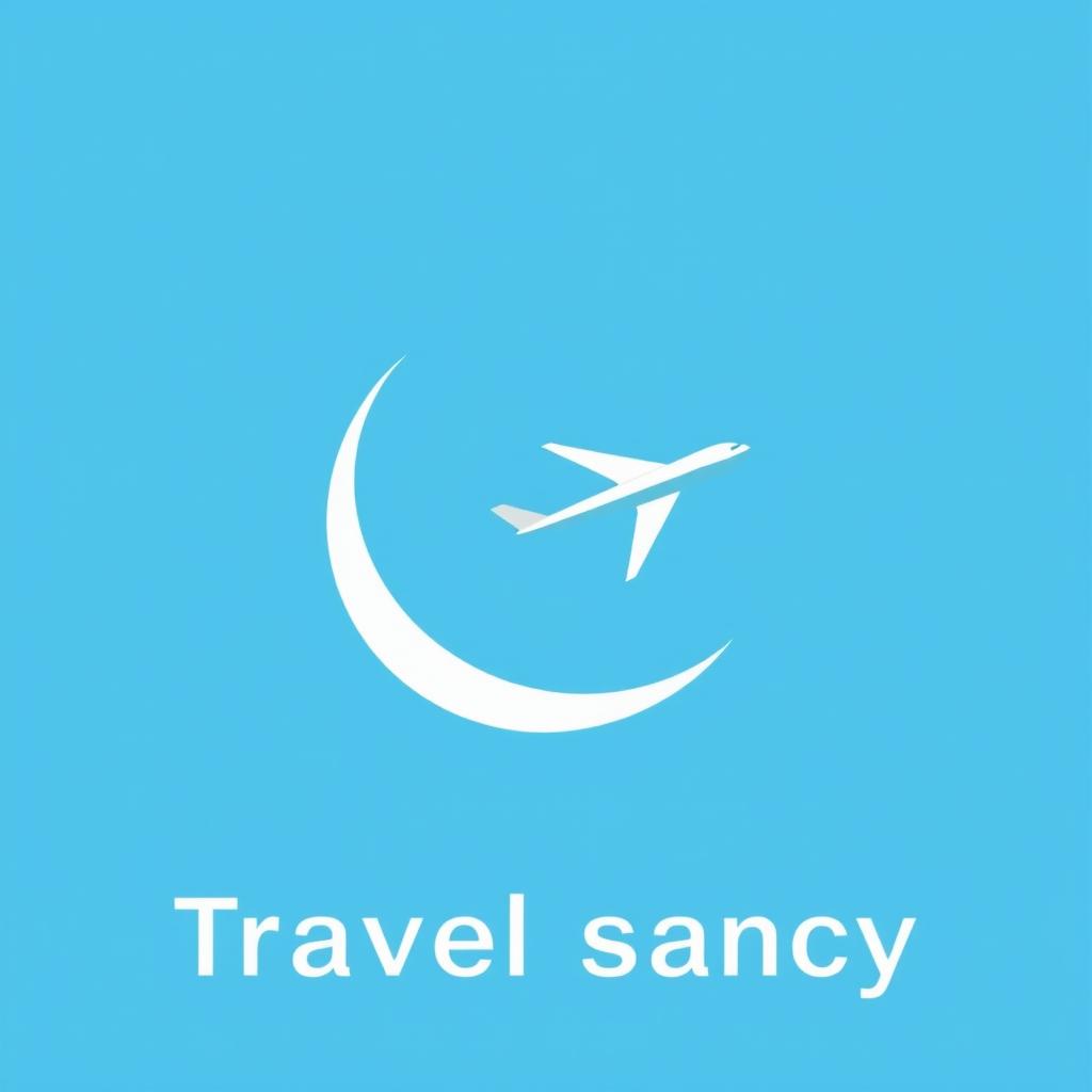 A bright and inviting travel agency poster featuring a simple blue background