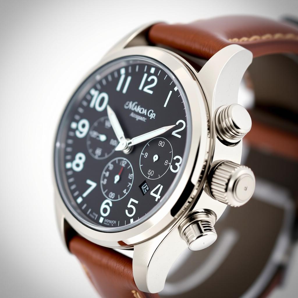 An exquisite automatic mechanical wristwatch featuring a 45 millimeter stainless steel case
