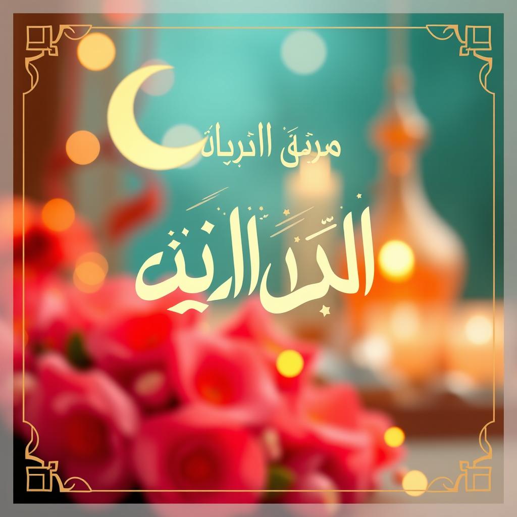 A beautifully designed Eid greeting card featuring the text "عيدكم مبارك" prominently displayed in an elegant calligraphy style