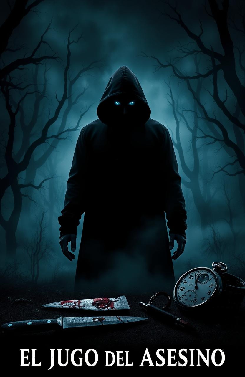 A captivating movie poster for a psychological thriller titled 'El Juego del Asesino'