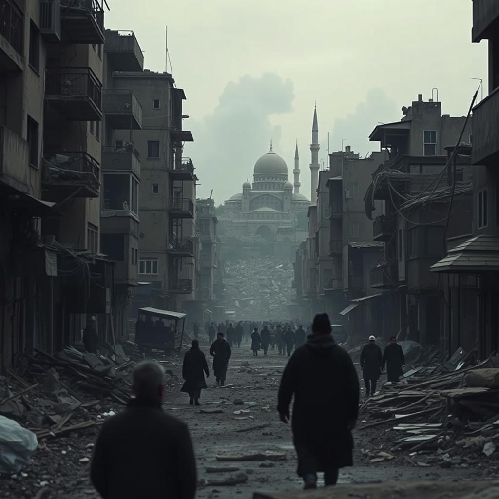 A dramatic portrayal of Eid al-Fitr amidst the backdrop of destruction and hunger in Gaza