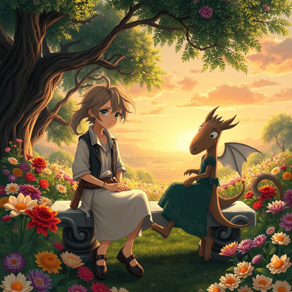 A beautifully detailed scene that combines the enchanting elements of Studio Ghibli with a touch of realism