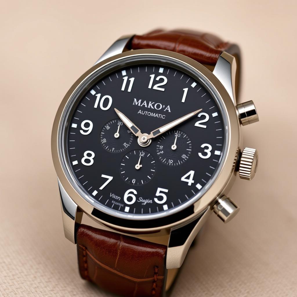 An elegant automatic mechanical wristwatch featuring a stunning 45 millimeter stainless steel case that blends robustness with refined aesthetics
