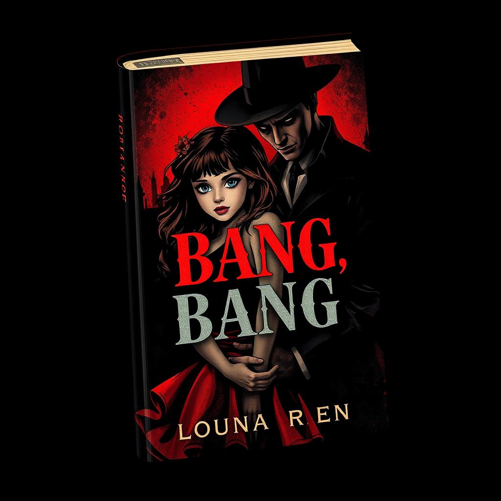 A dark and moody book cover featuring a couple inspired by classic themes like Bonnie and Clyde