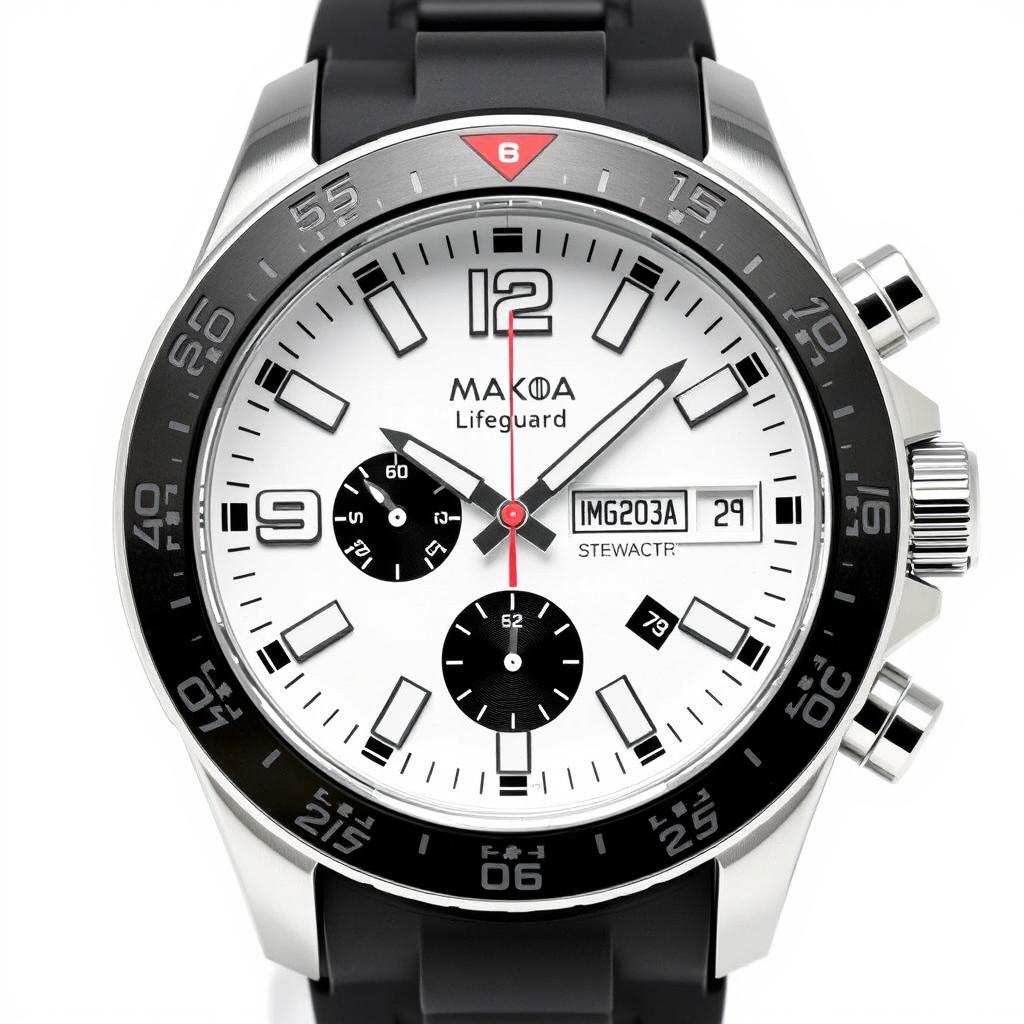 An automatic mechanical wristwatch designed for a lifeguard or surfer, featuring a sturdy 45-millimeter stainless steel case