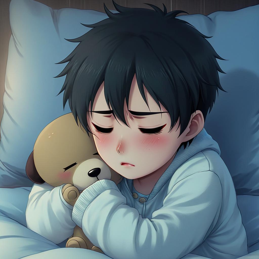 Make a little sad expression with some tears