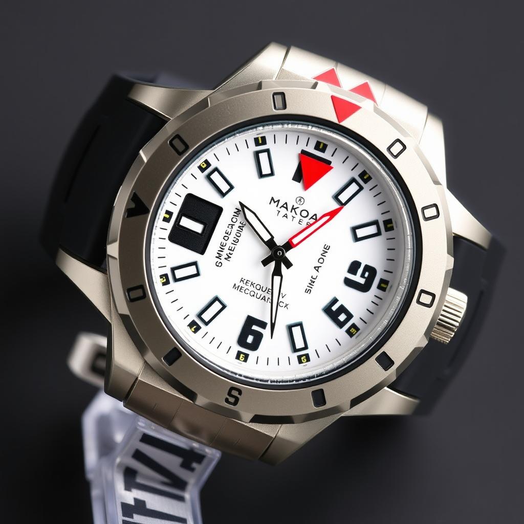 An automatic mechanical wristwatch designed for a lifeguard or surfer, featuring a durable 45-millimeter stainless steel case with the crown protected by a unique flared case design