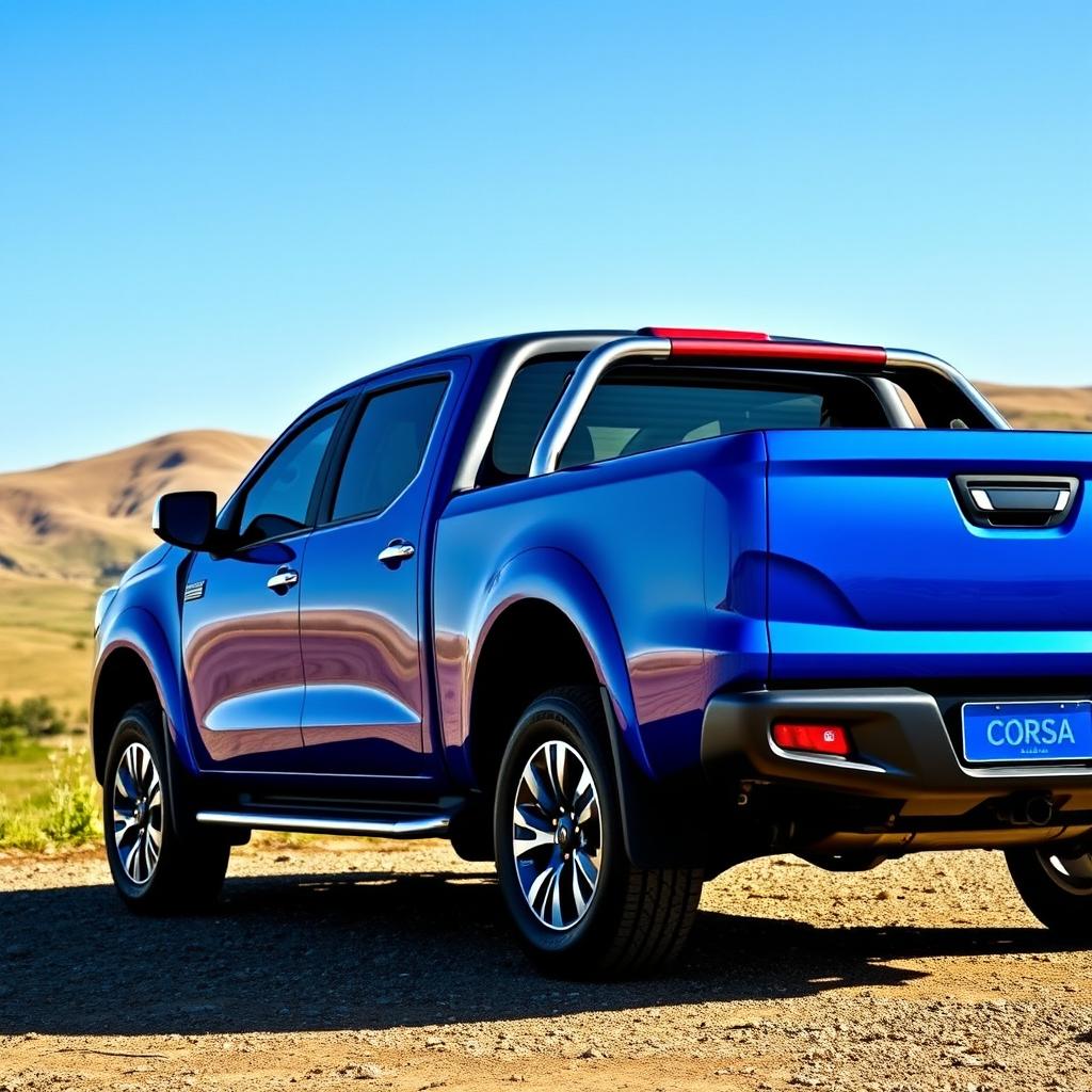 A sleek, modern Corsa pickup truck parked in a picturesque outdoor setting