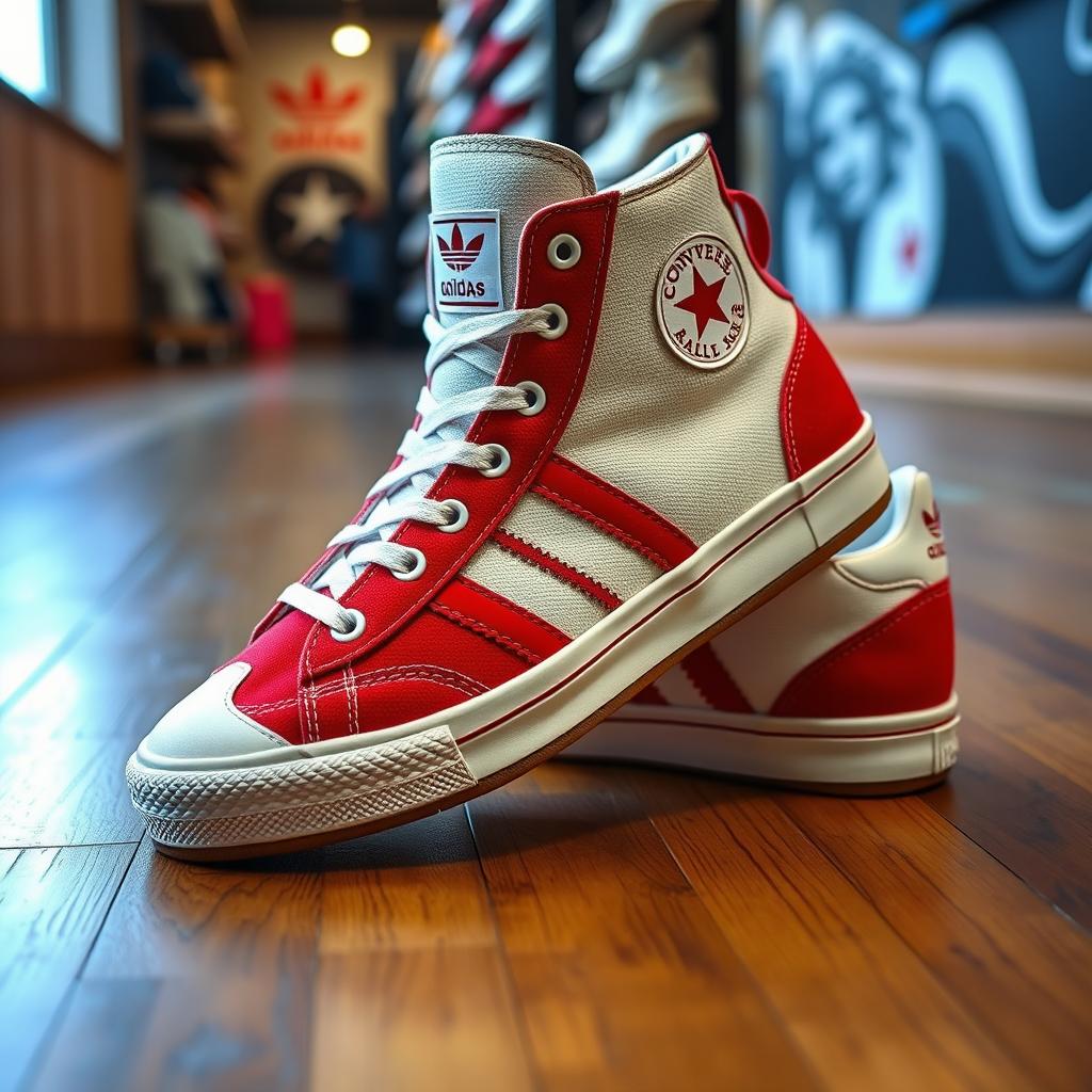 A unique sneaker design that merges the aesthetics of Converse Chuck 70 and Adidas Samba