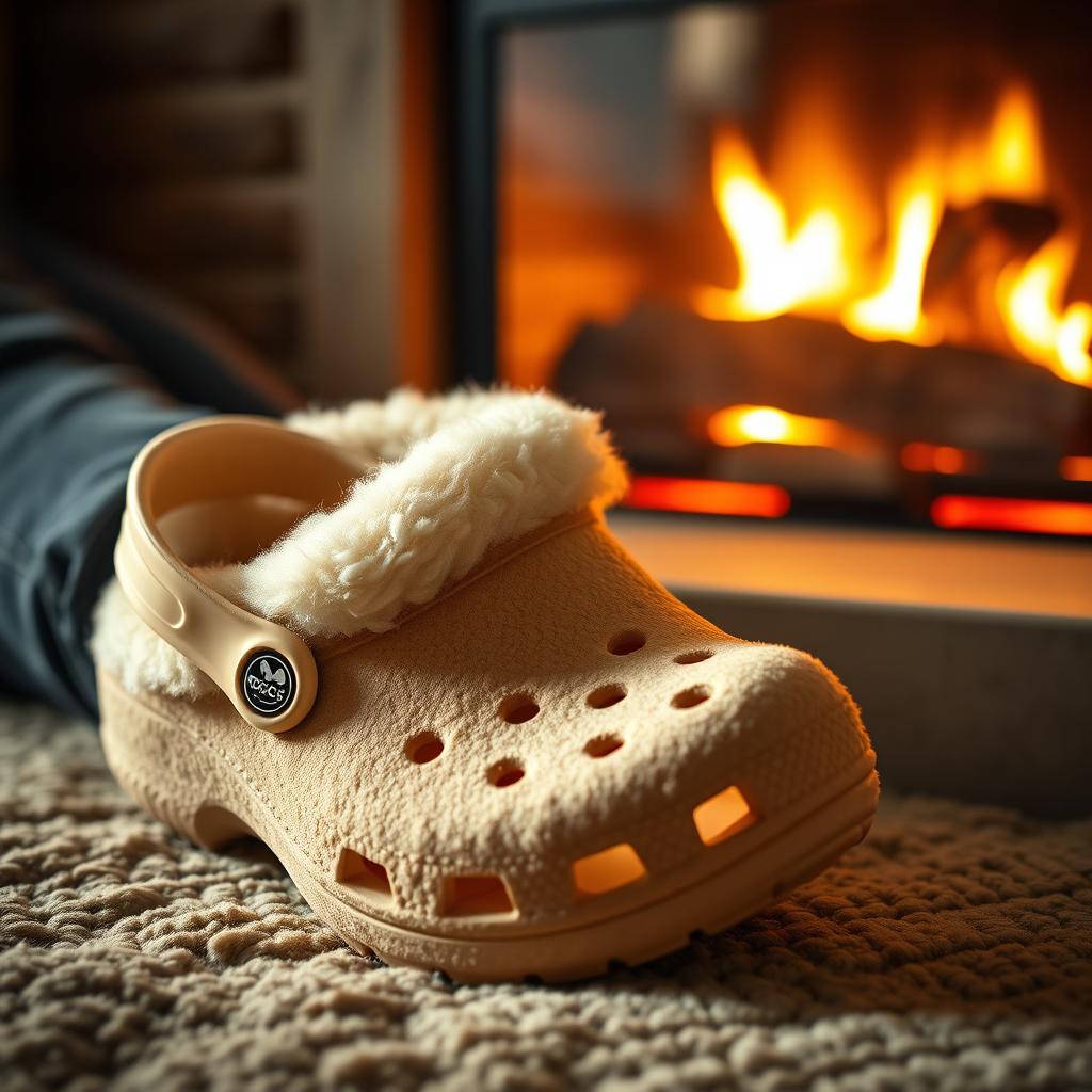 An innovative and cozy footwear design that combines the classic comfort of Crocs with the luxurious softness of UGG