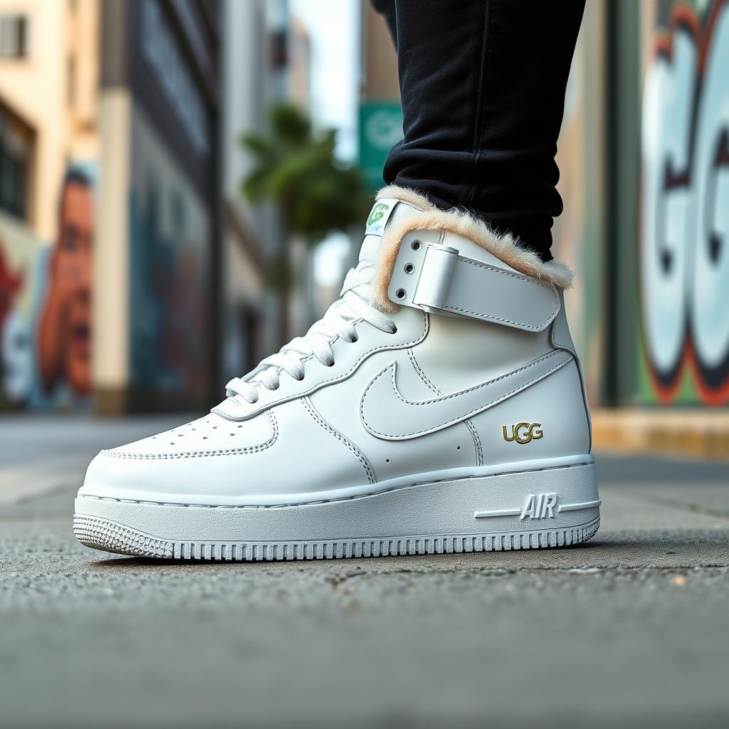 A stylish sneaker design that combines the iconic silhouette of Air Force One with the luxurious comfort of UGG