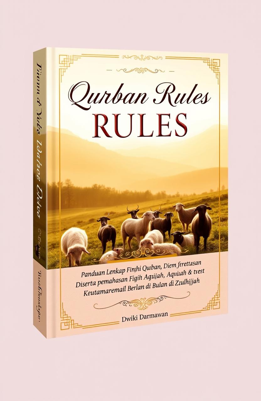 A book cover design for 'Qurban Rules' featuring images and themes relevant to the Islamic celebration of Qurban (sacrificial offering)