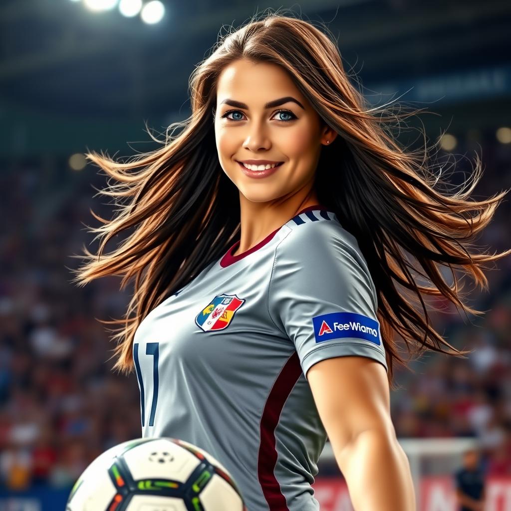 A stunning portrait of Alisha Lehmann, a professional female soccer player
