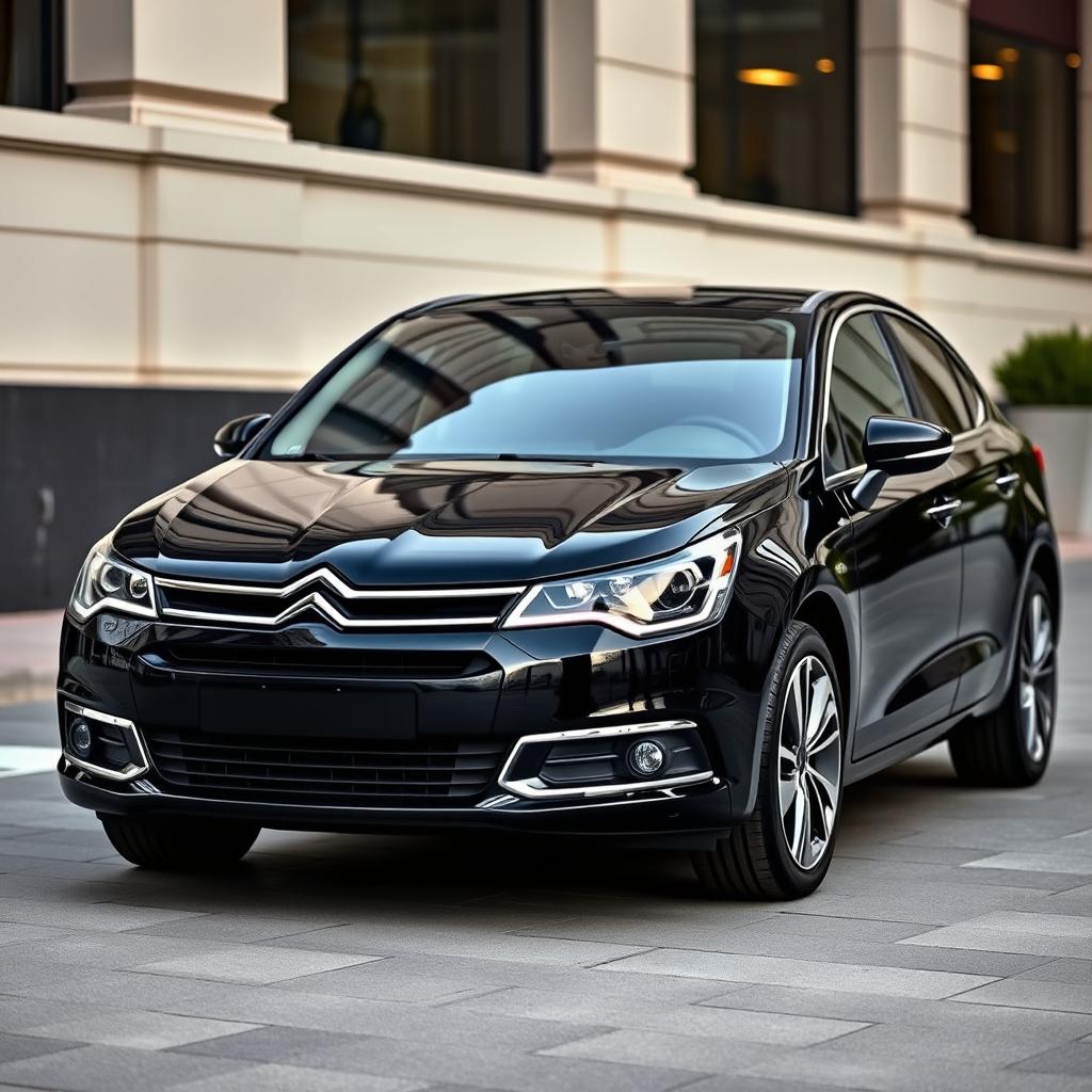 A Citroën C4 Pallas featuring a sleek black color that exudes elegance and sophistication, designed to embody the appearance of an executive car